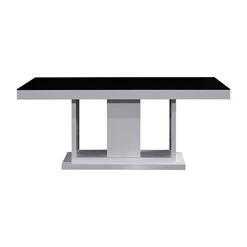 Rectangular Shape High Glossy MDF Dining Table - Black & White