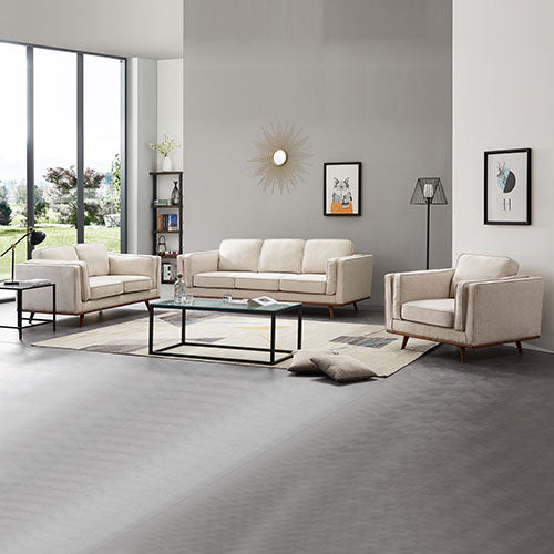 3+2 Seater Sofa Beige Fabric Lounge Set