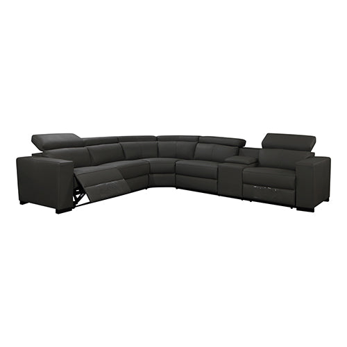 6 Seater Real Leather Lounge Set - Grey