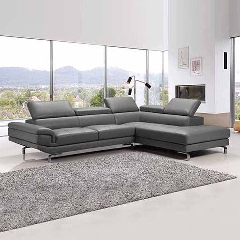 5 Seater Leatherette Corner Lounge Set with Chaise - Grey