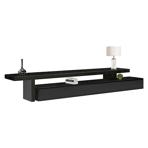 Entertainment Unit with 3 Storage Drawers Extendable Glossy -  Black