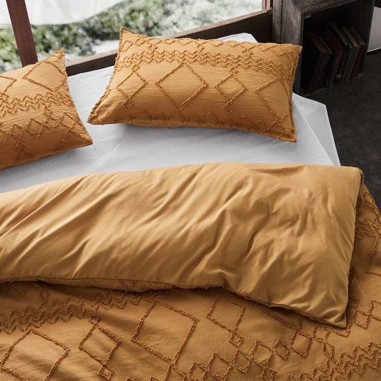 Double Tufted Ultra Soft Microfiber Quilt Cover Set - Caramel
