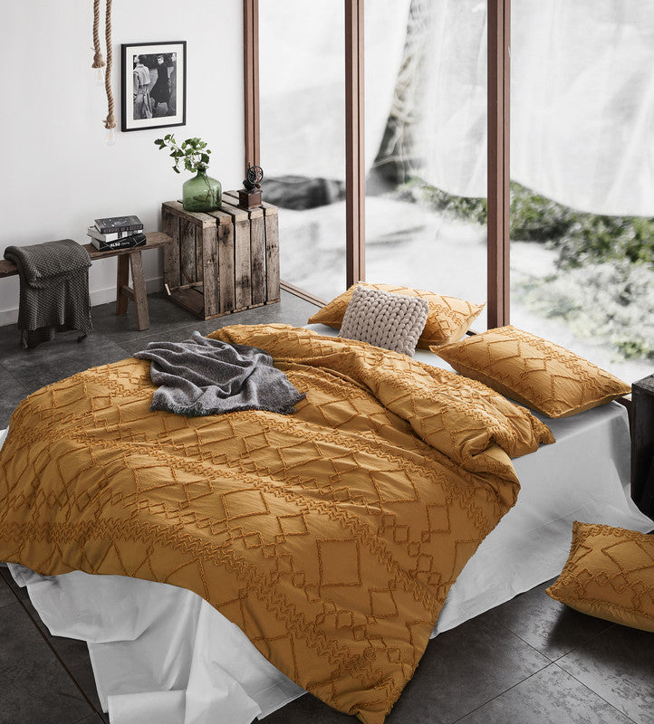 Double Tufted Ultra Soft Microfiber Quilt Cover Set - Caramel