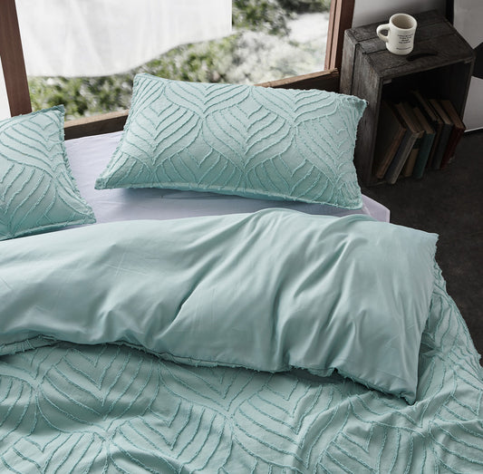 Double Tufted Ultra Soft Microfiber Quilt Cover Set - Sage Green