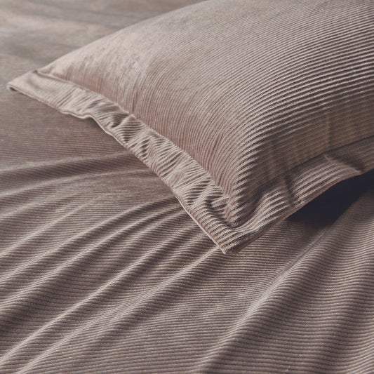 Queen Corduroy Velvet Bed Quilt Cover Set - Mink
