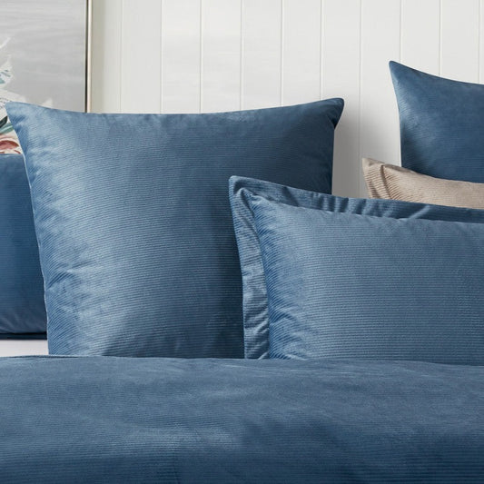 King Corduroy Velvet Bed Quilt Cover Set - Ash Blue