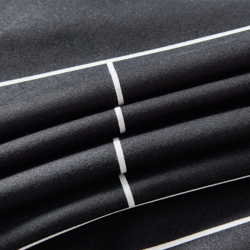 King Glen Microfiber Reversible Quilt Cover Set - Black/White