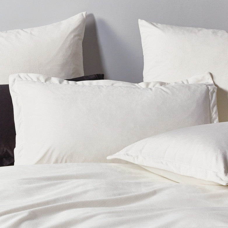 Super King Corduroy Velvet Bed Quilt Cover Set - White