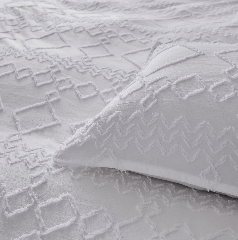 Tufted Microfibre Super Soft Twin Pack Standard Pillowcase - WHITE