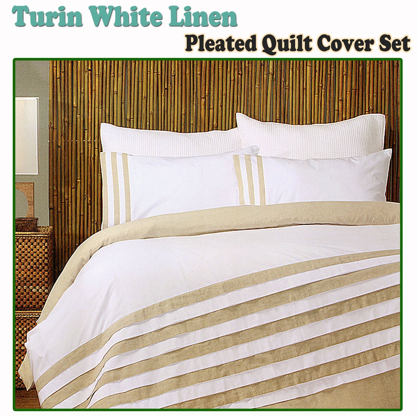 Queen Turin White Linen Quilt Cover Set