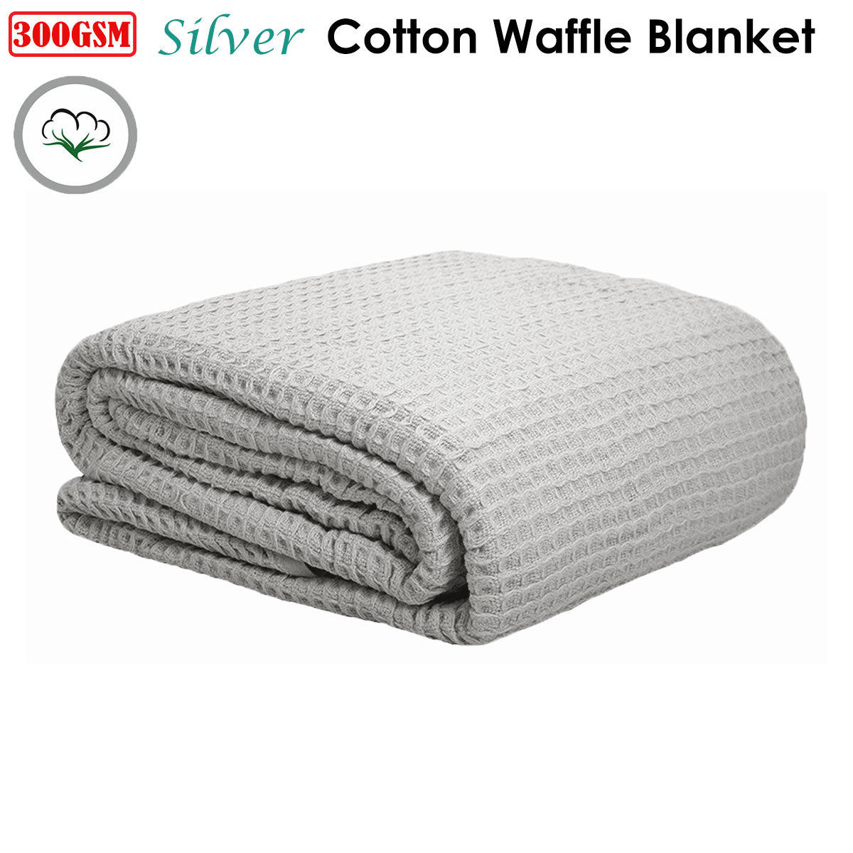 King Cotton Waffle Blanket - Silver