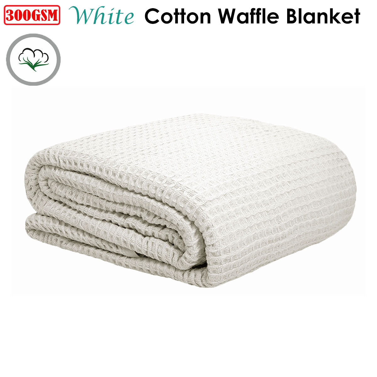 King Cotton Waffle Blanket - White