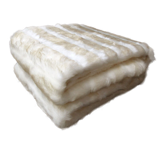 Faux Fur Luxury Throw Rug - White Cream Chinchilla