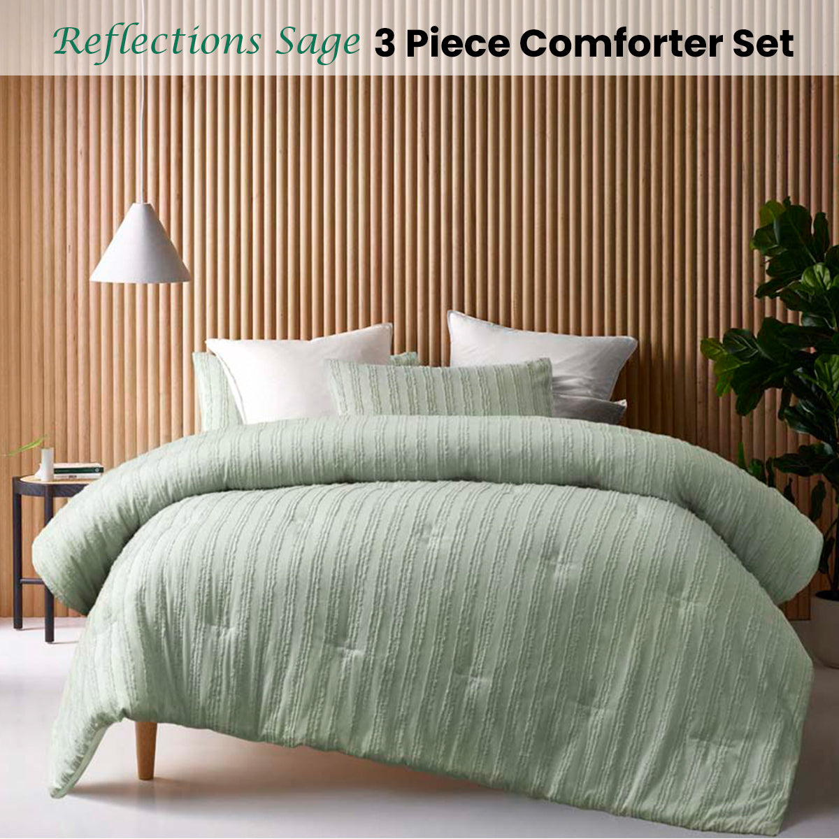 King Vintage Design 3 Piece Comforter Set - Sage