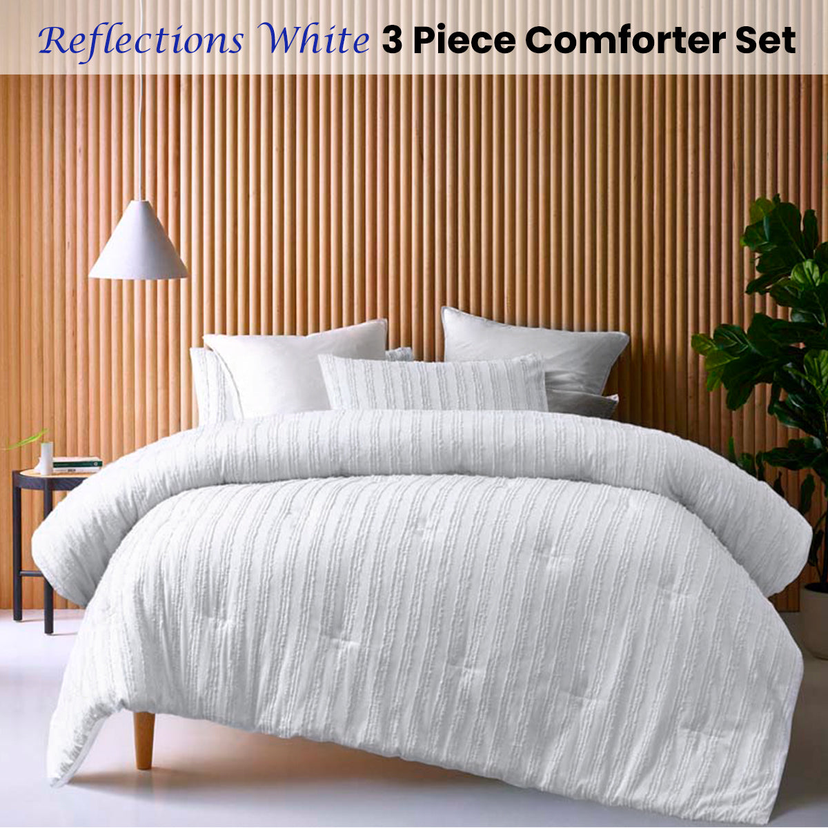 King Vintage Design 3 Piece Comforter Set - White