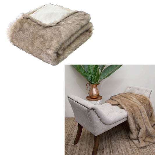J Elliot Home Luxury Faux Fur Throw -  Brown