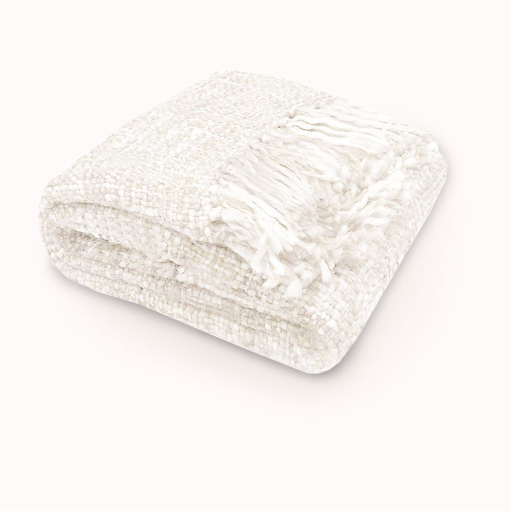 Rans Oslo Knitted Weave Throw - Snow White