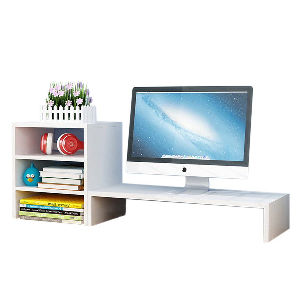 3Tier Riser Stand Wooden Desk Monitor - White Wood