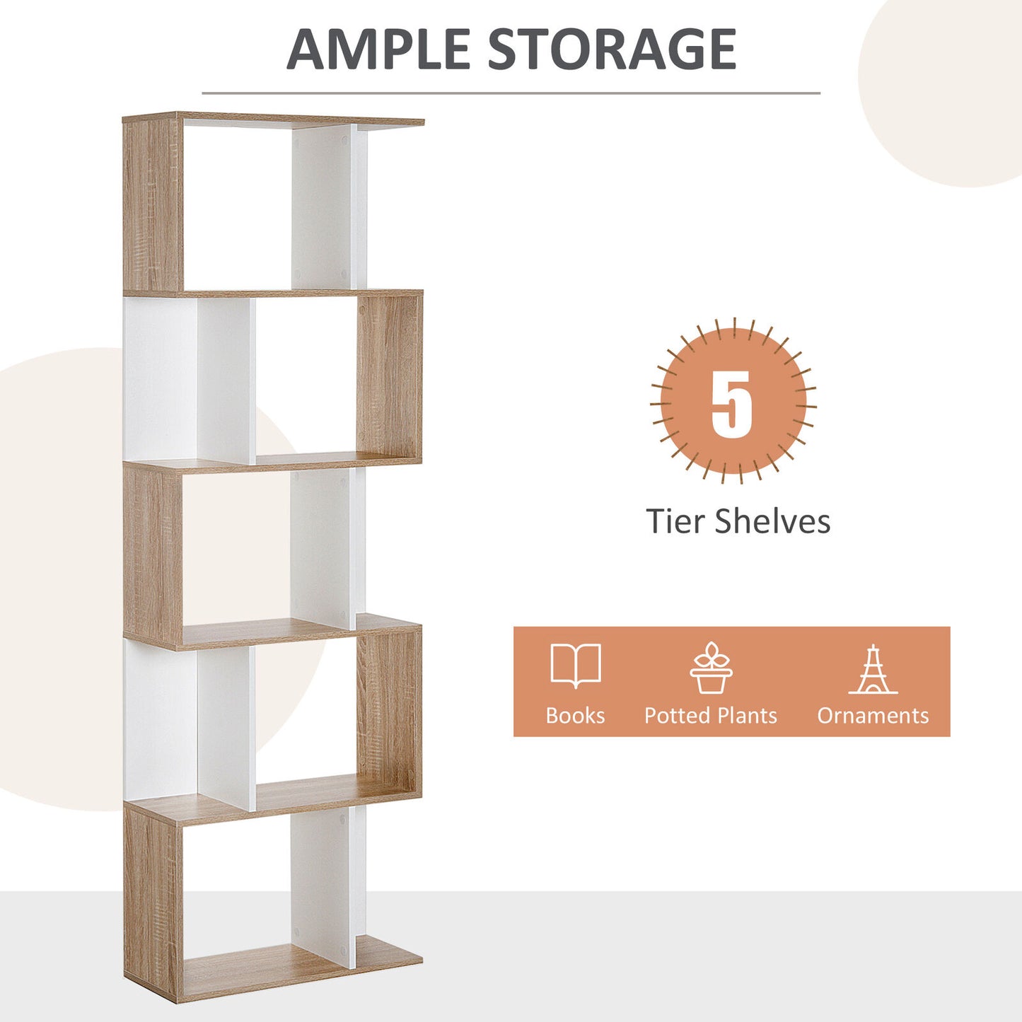 5 level storage cabinets - Wood & White