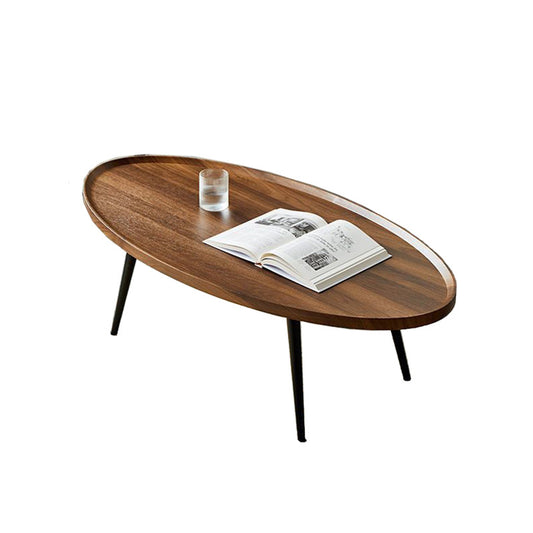 Accent Oval Contemporary Style Coffee Table - Walnut