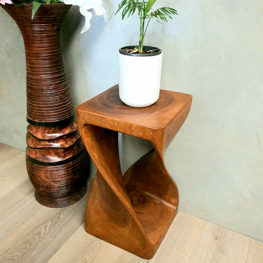The Twist Raintree Wood Side Table 50cm