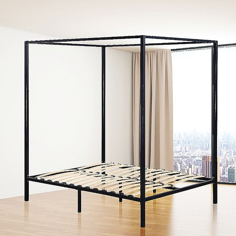 4 Four Poster Double Bed Frame - Black