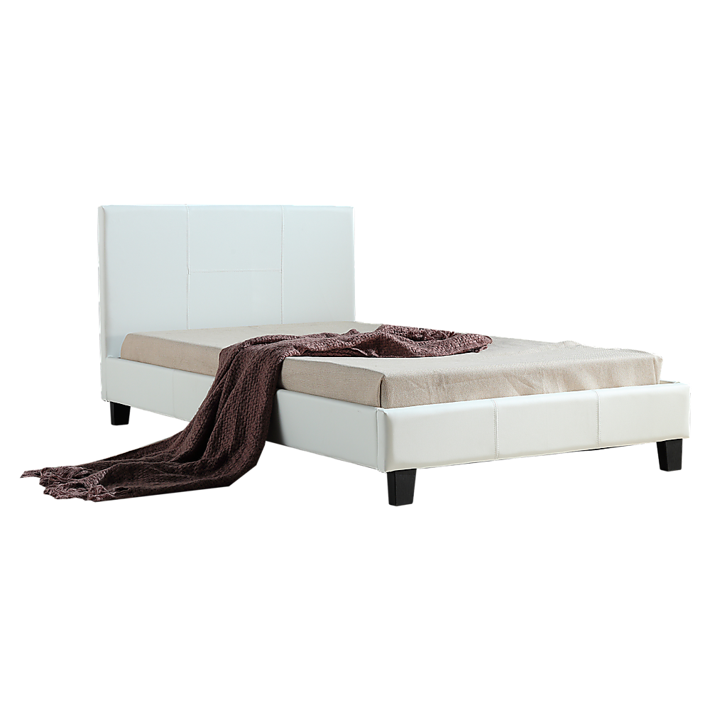 King Single PU Leather Bed Frame - White