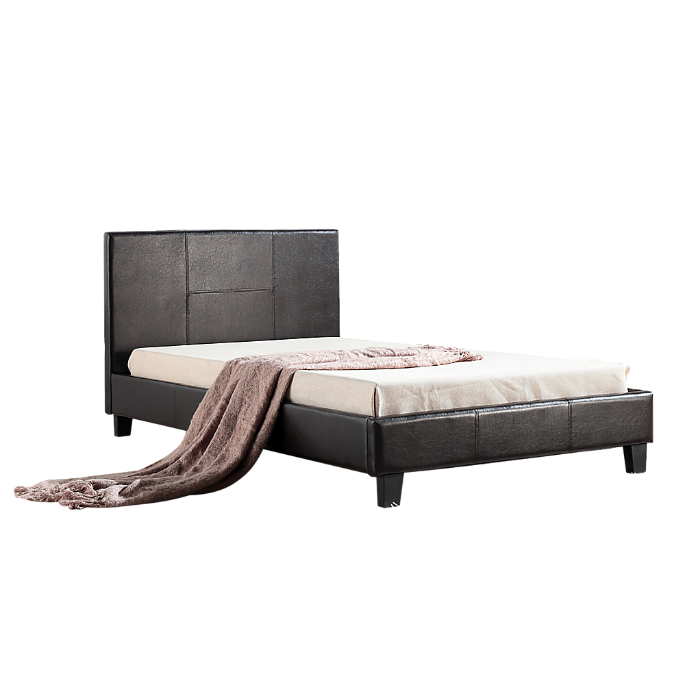 King Single PU Leather Bed Frame - Brown