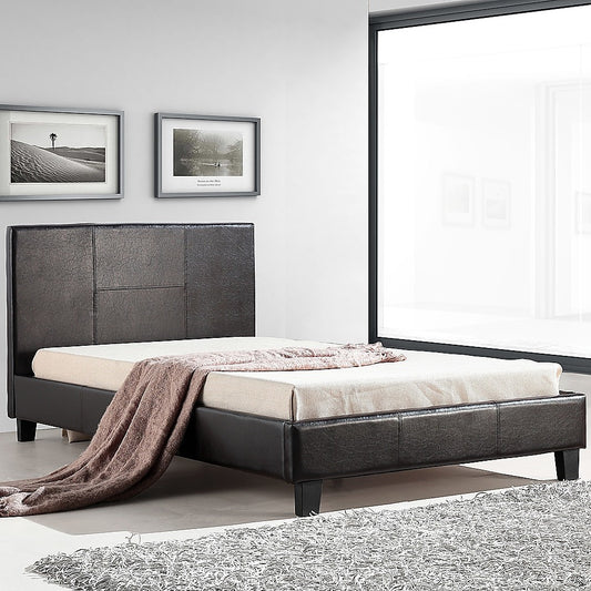 King Single PU Leather Bed Frame - Brown
