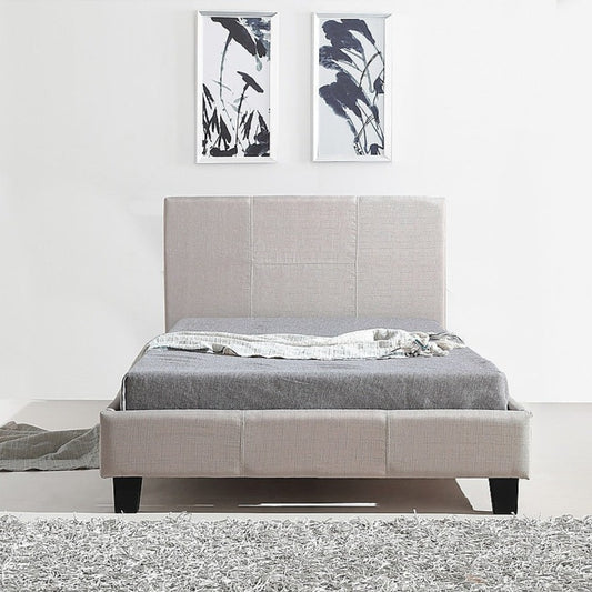 King Single Linen Fabric Bed Frame - Beige