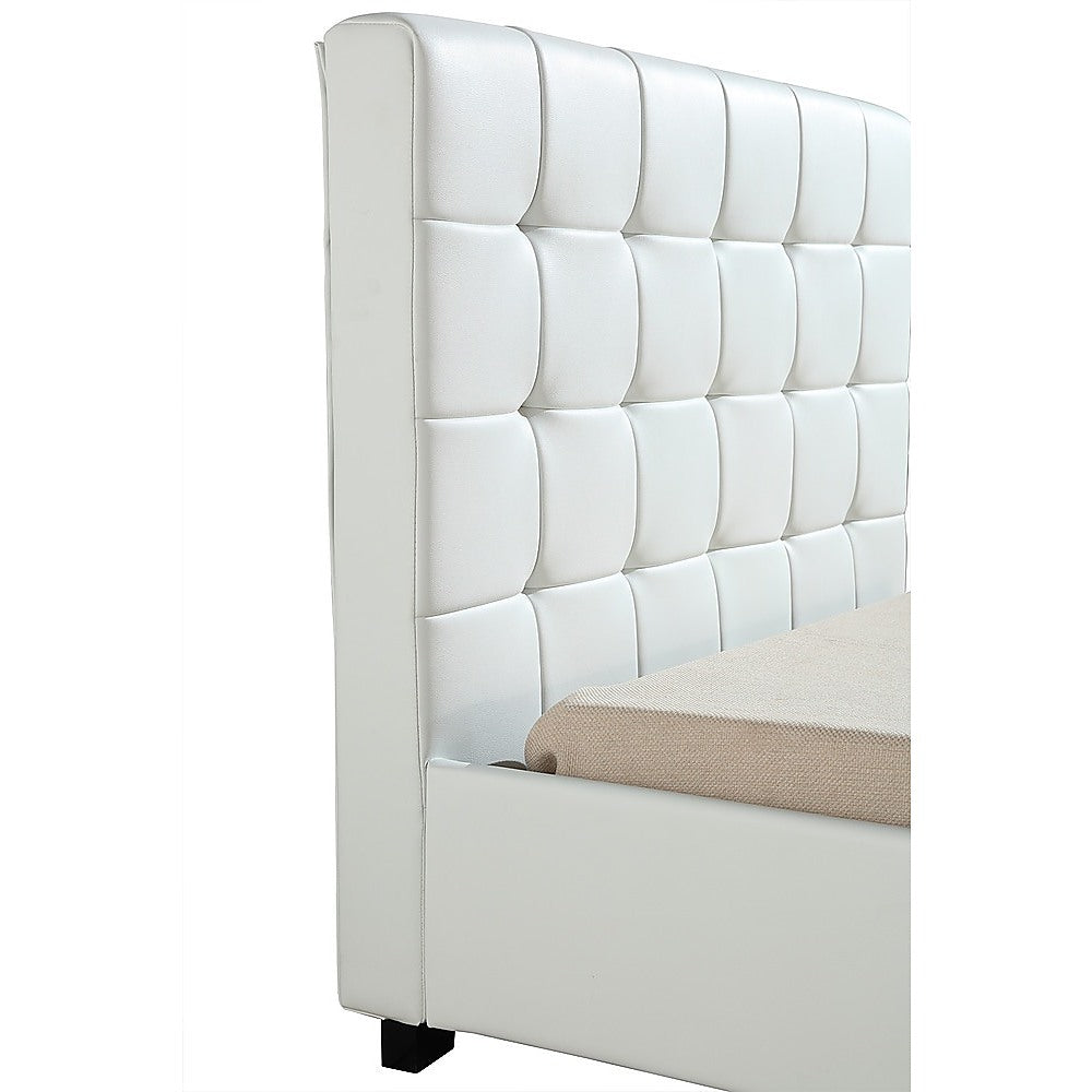 King Single PU Leather Deluxe Bed Frame - White