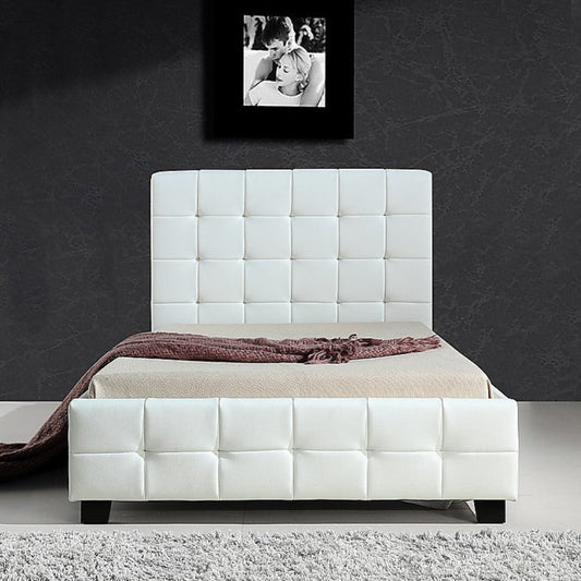 King Single PU Leather Deluxe Bed Frame - White