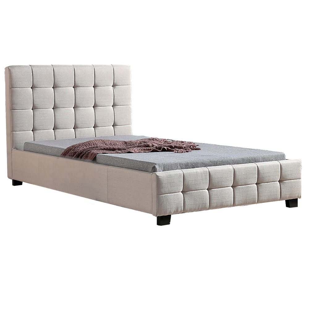 King Single Linen Fabric Deluxe Bed Frame - Beige