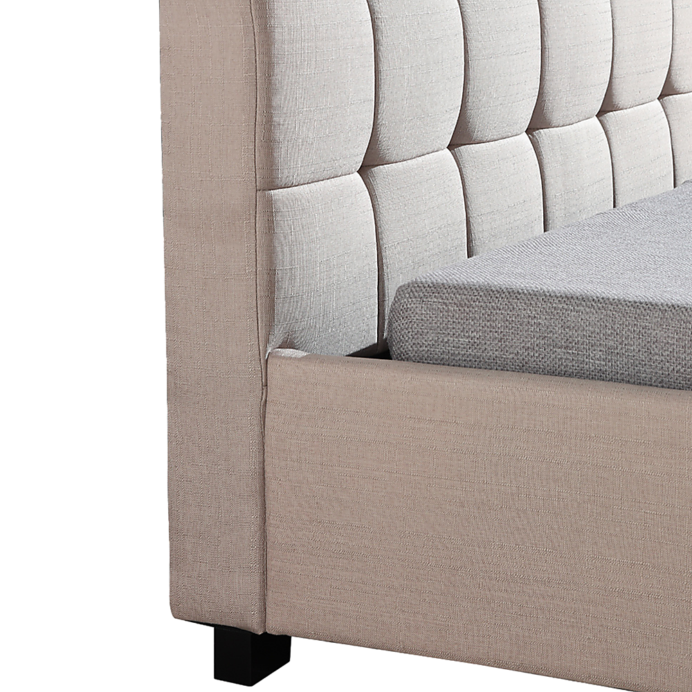 King Single Linen Fabric Deluxe Bed Frame - Beige