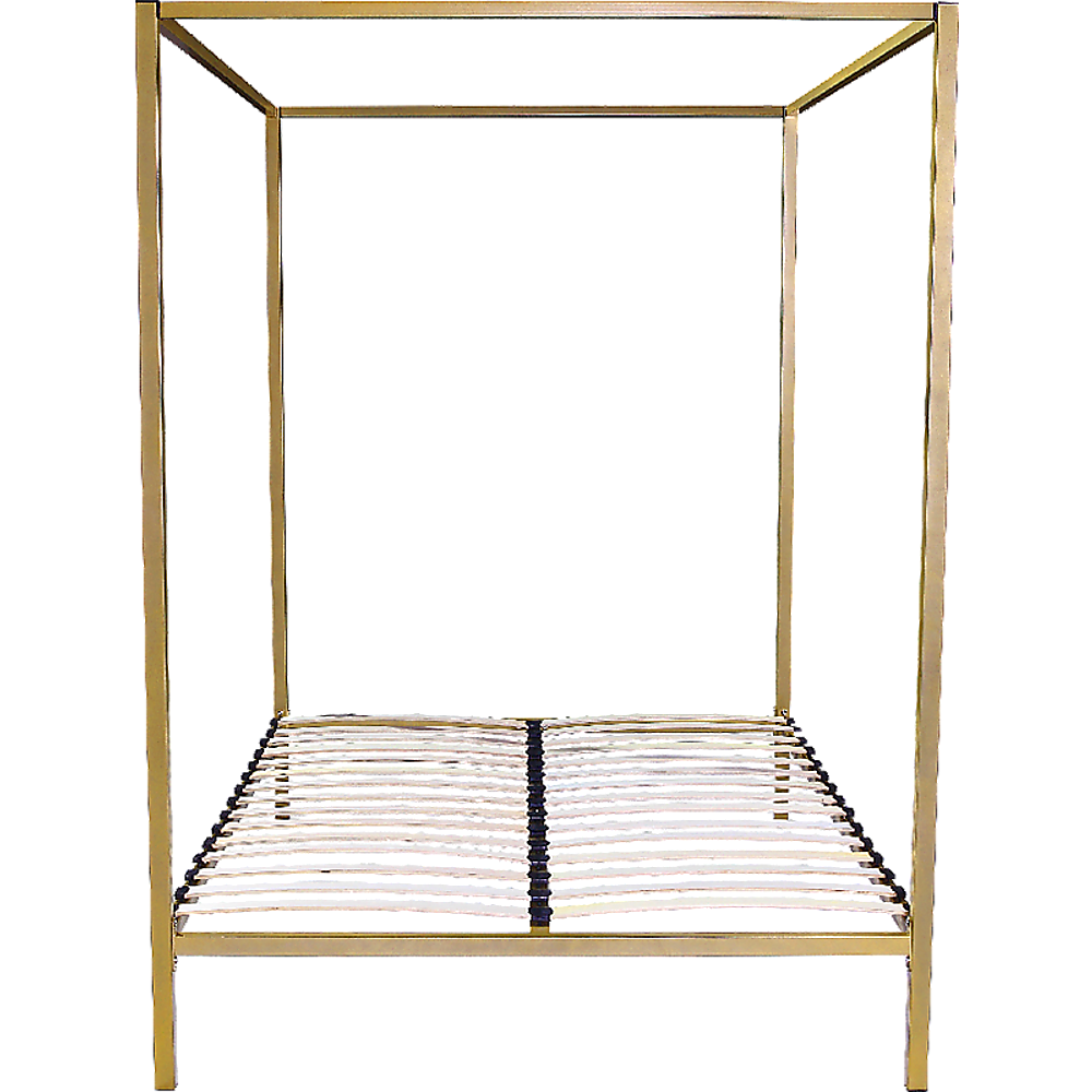 4 Four Poster Queen Bed Frame - Gold
