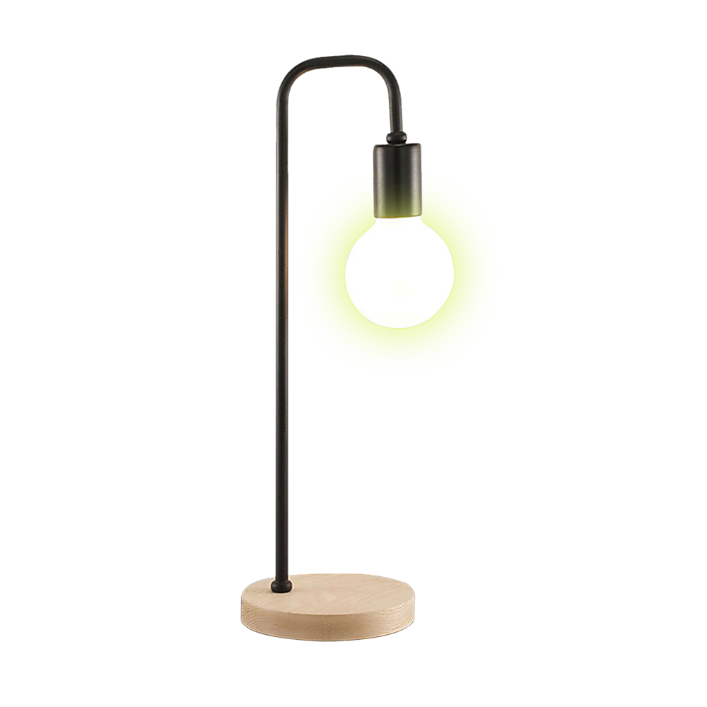 Modern Light Timber Base Lamp - Black