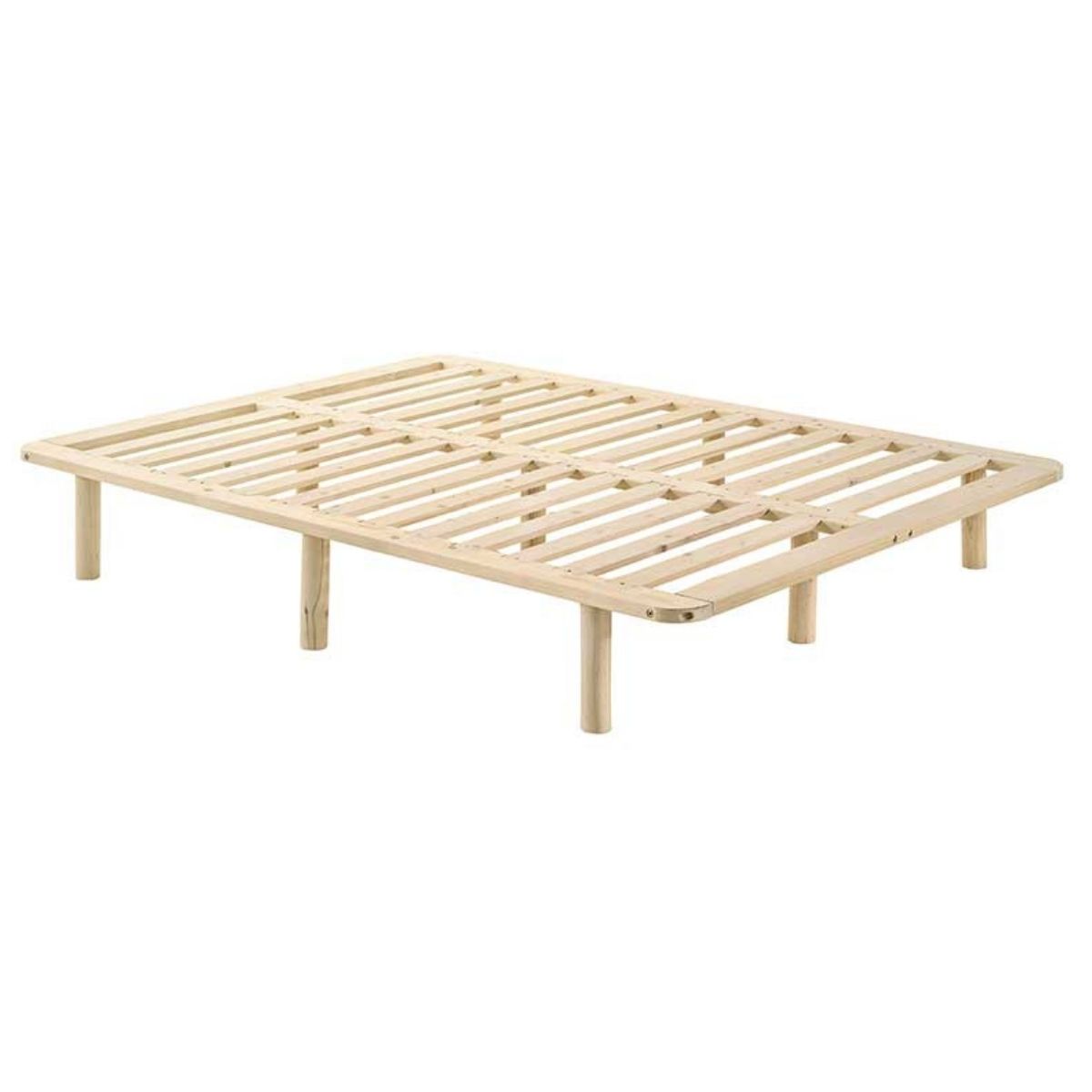 King Platform Bed Base Frame Wooden Natural Pinewood