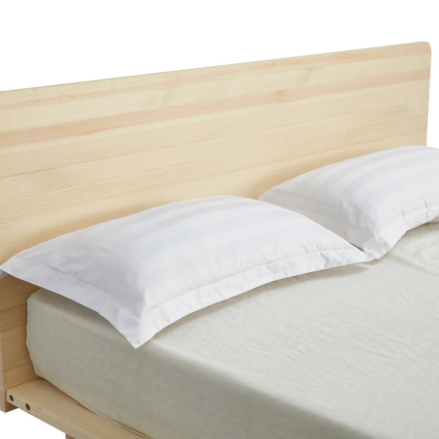 Queen Natural Solid Wood Bed Frame Bed Base with Headboard
