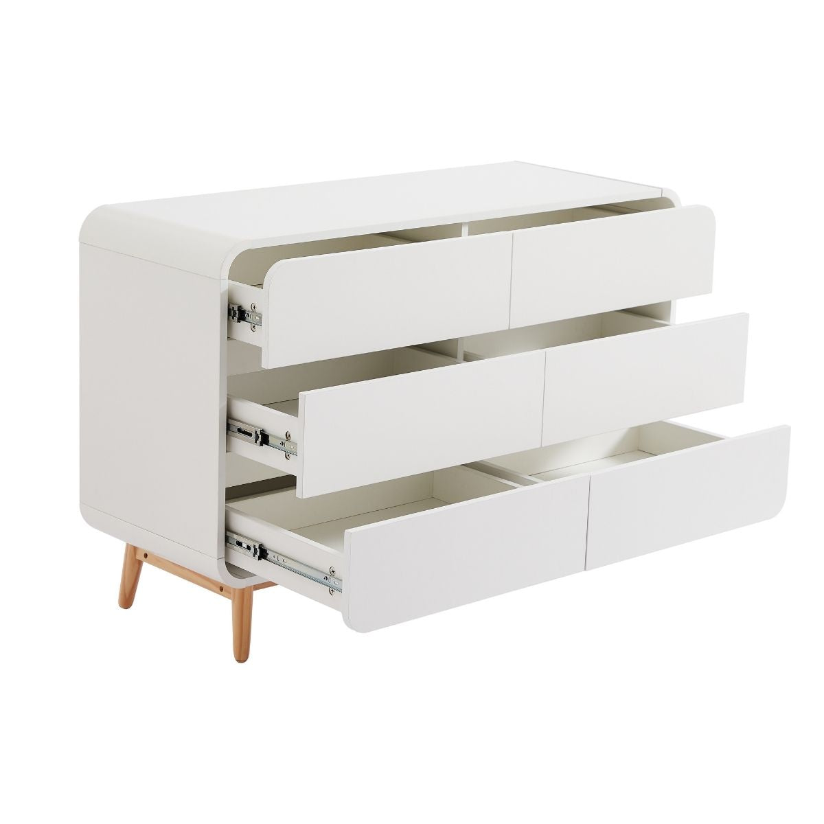 Merlin Modern Retro Chest of Drawers - White and Oak