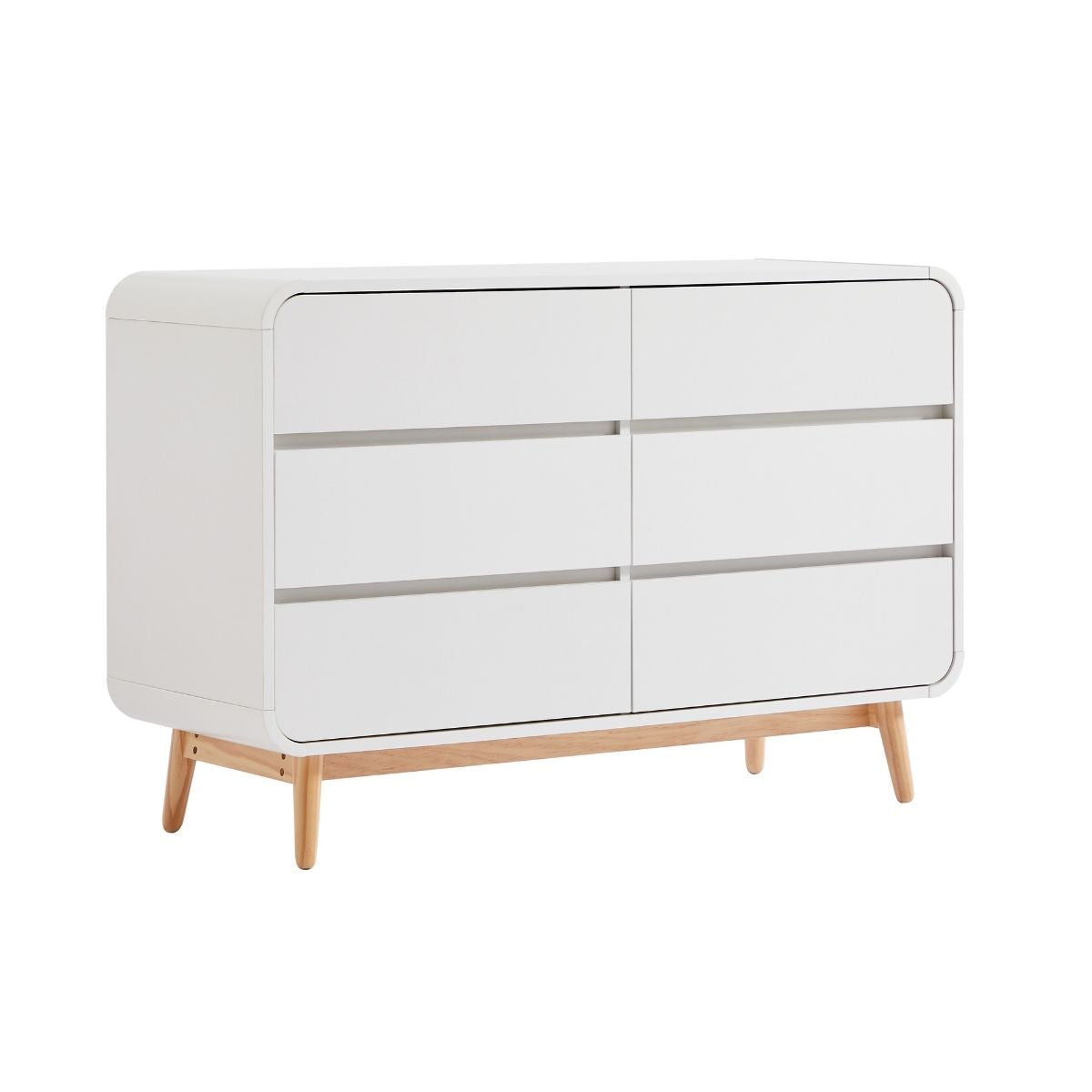 Merlin Modern Retro Chest of Drawers - White and Oak