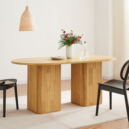 Kate 6 Seater Column Dining Table - Natural