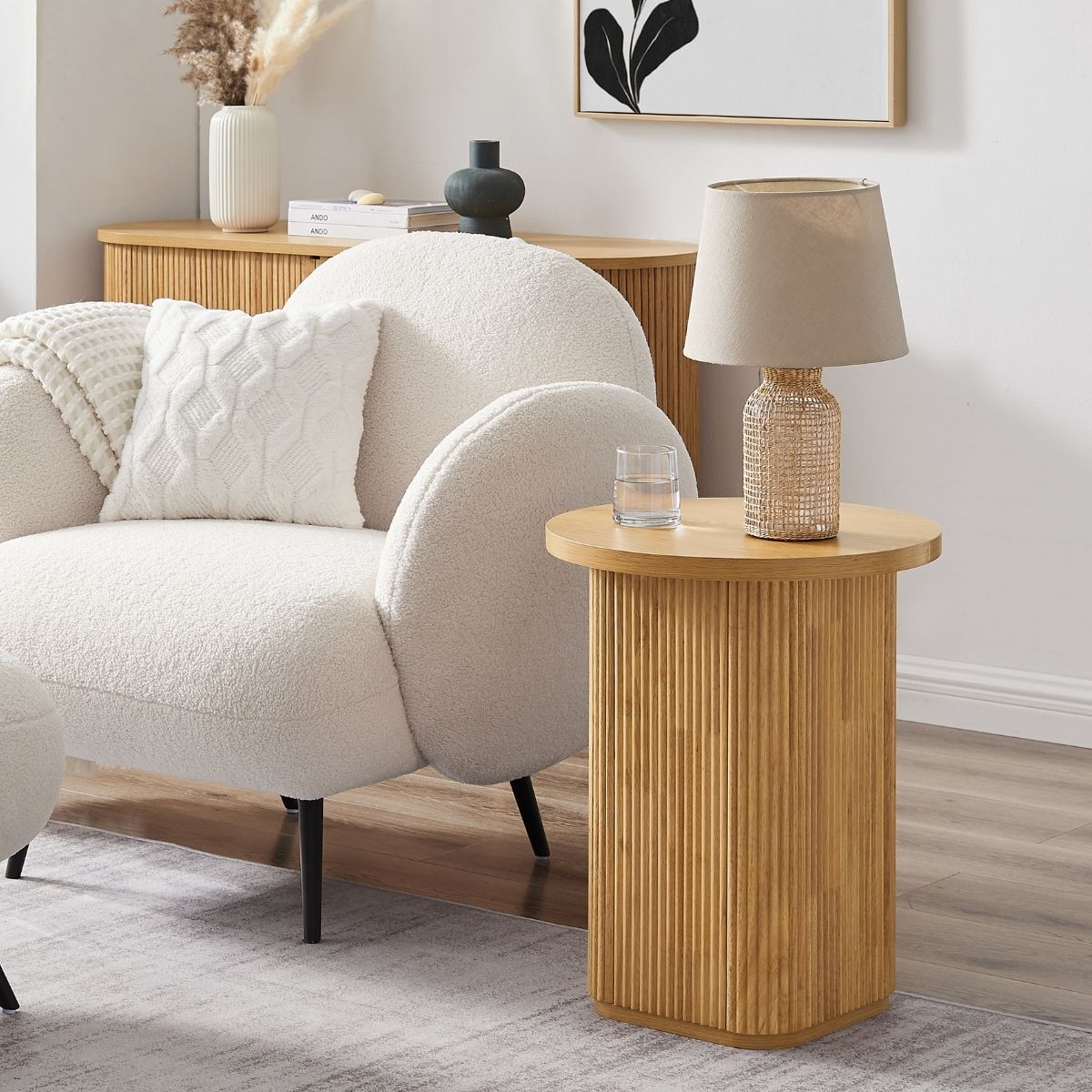 Kate Round Column Side Table in Natural