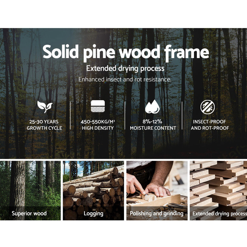 Single Pine Timber Platform Wooden Bed Frame - White
