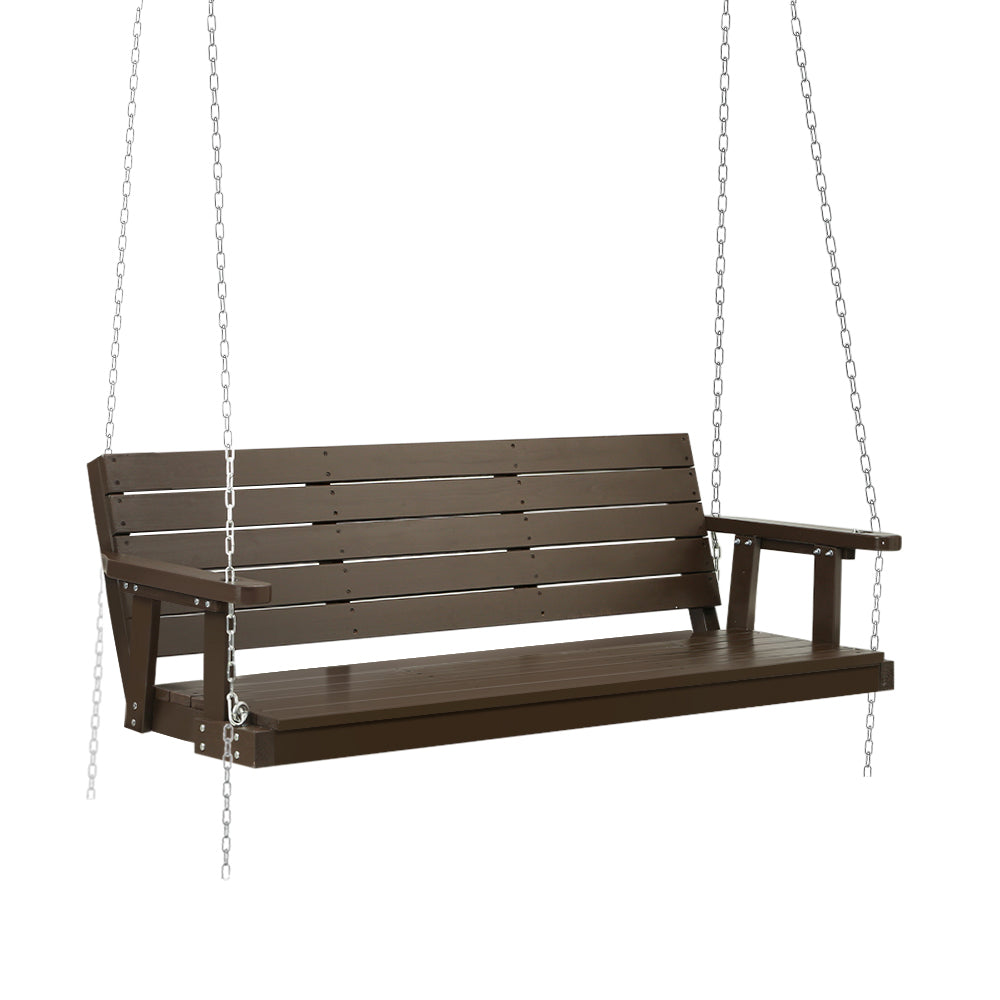Gardeon Porch 3 Seater Swing Chair with Chain - Wooden Brown
