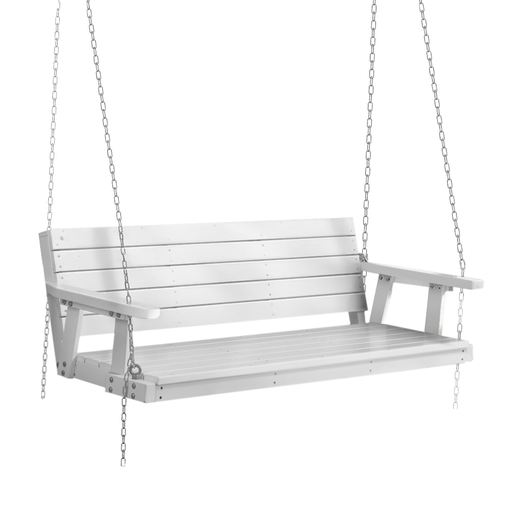 Gardeon Porch 3 Seater Swing Chair with Chain - Wooden White